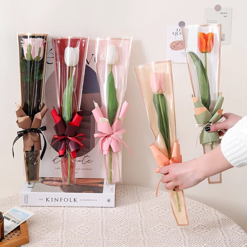 Gold-Framed Single Stem Flower Sleeves Pack 100