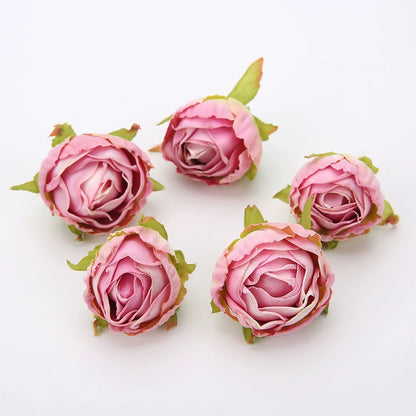 Silk Rose Flower Heads with Burned Edges Pack 30