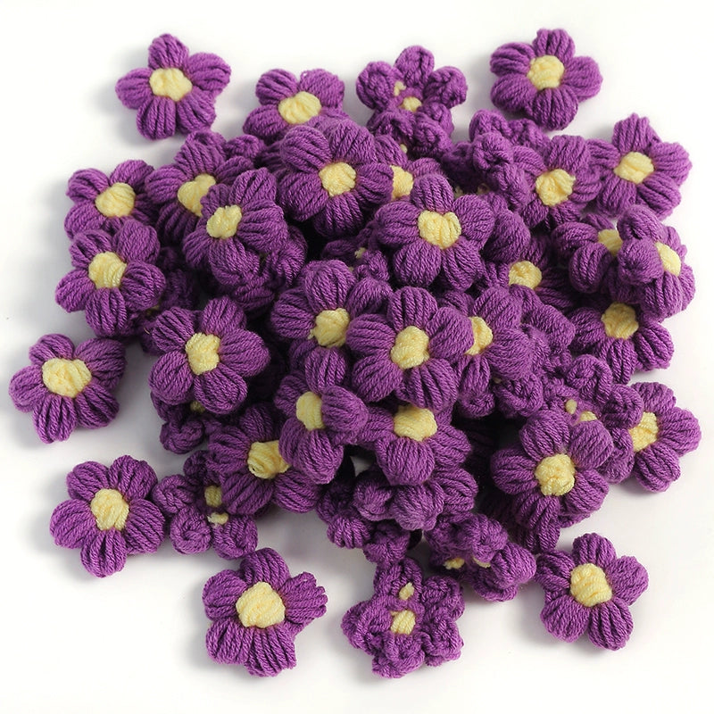 4cm Cotton Yarn Crochet Flower Heads Pack 50