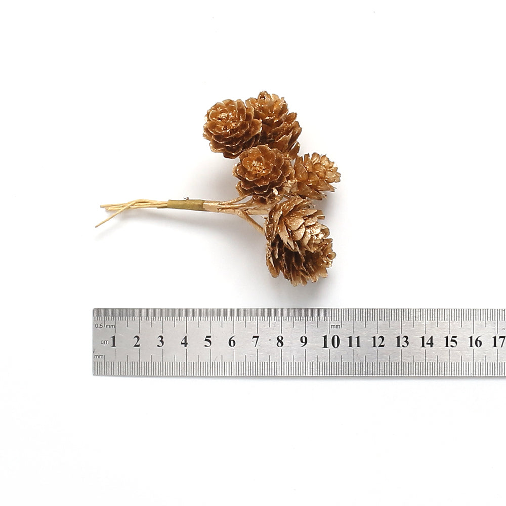 18pcs Artificial Pine Cone on Wire for Christmas Crafts
