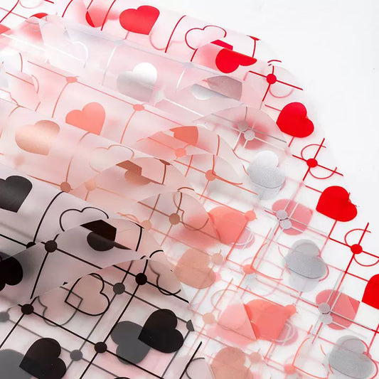 20pcs Heart Print Frosted Cellophane Wrap (58x58cm)