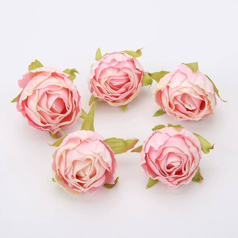 Silk Rose Flower Heads with Burned Edges Pack 30