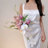 Load image into Gallery viewer, Whimsical Pink Orchid Tulip Bridesmaid Bouquet