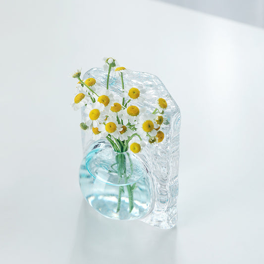 Modern Ice Block Textured Glass Vase