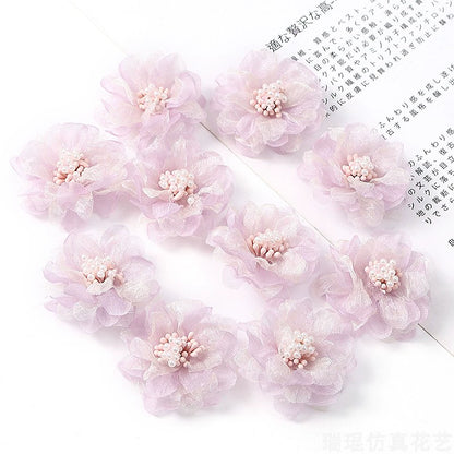 4cm Organza Fabric Flower Heads Pack 30