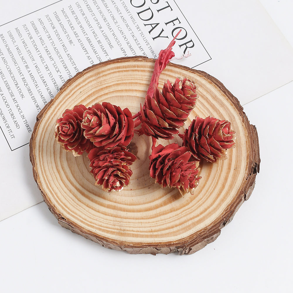 18pcs Artificial Pine Cone on Wire for Christmas Crafts