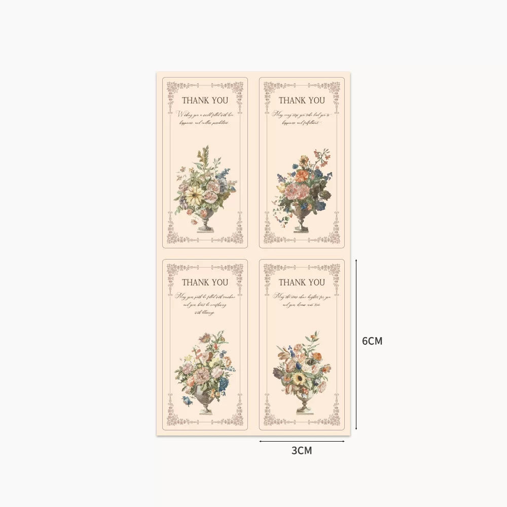 Lot de 160 autocollants de remerciement floraux minimalistes