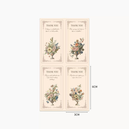 Lot de 160 autocollants de remerciement floraux minimalistes