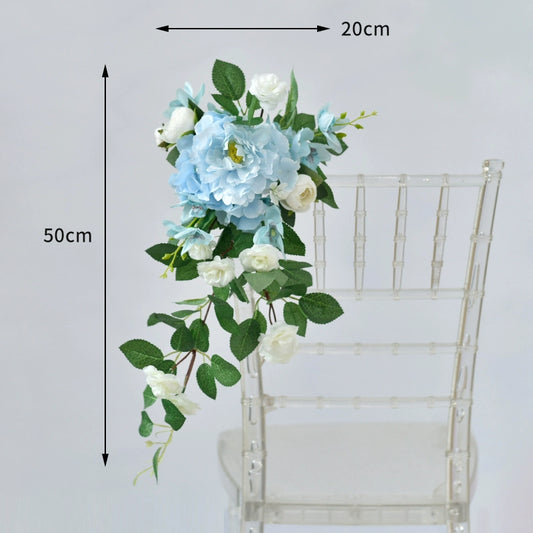 Fleurs artificielles pour la décoration des chaises de mariage