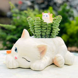 Load image into Gallery viewer, Cat-Shaped Resin Succulent Planter with Drainage