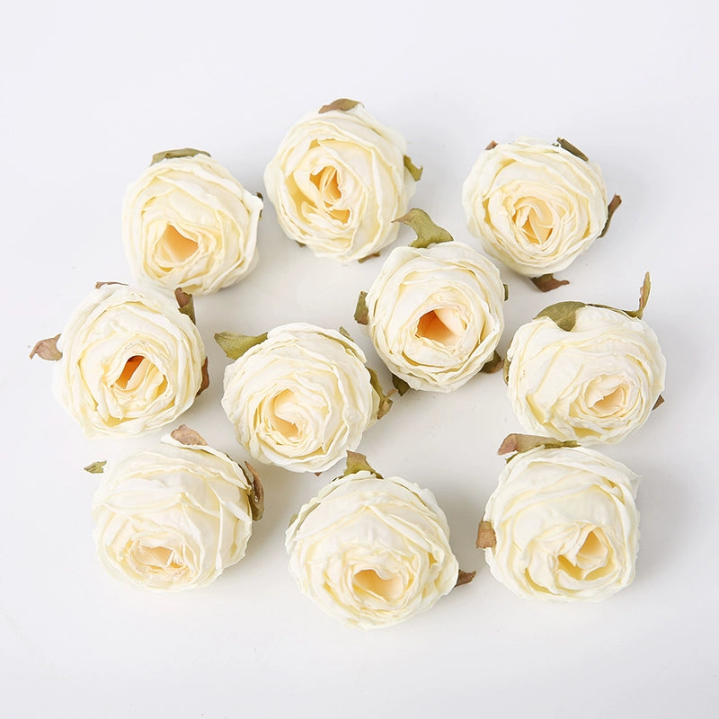 Lot de 20 têtes de roses en soie style vintage, 4 cm