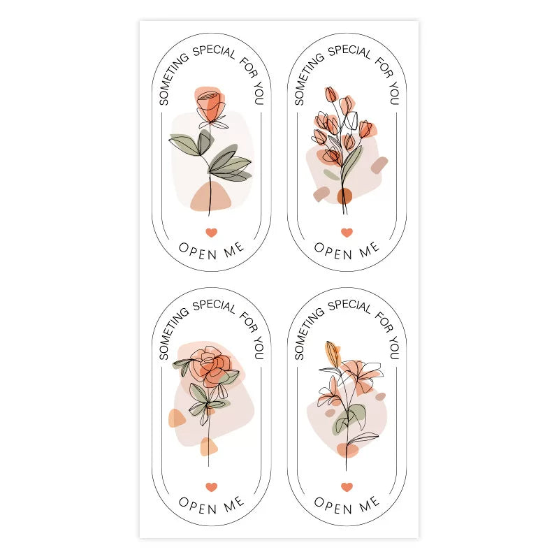 Lot de 160 autocollants de remerciement floraux minimalistes