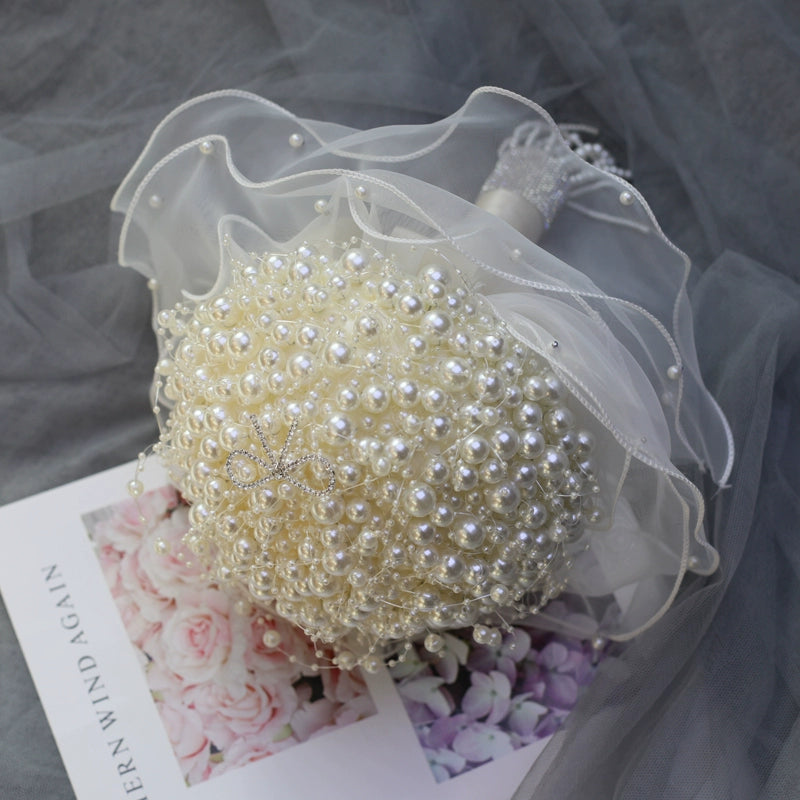 Handcrafted Round Pearl Bridal Bouquet