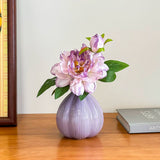 Load image into Gallery viewer, Purple Ribbed Ceramic Onion Vase