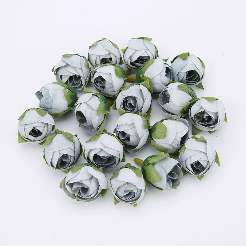 2cm Vintage Rose Buds Silk Flower Heads Pack 40