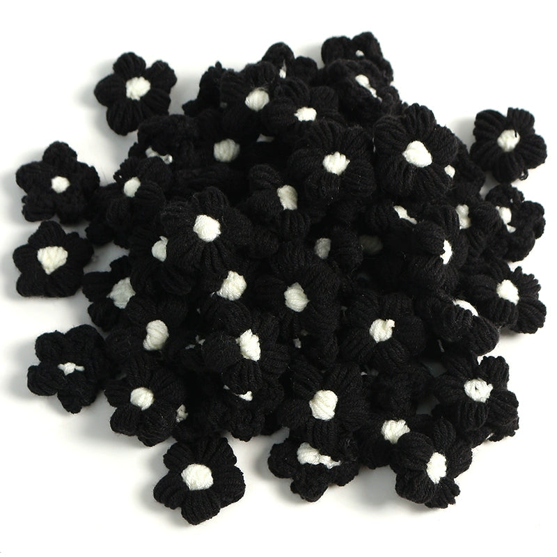 4cm Cotton Yarn Crochet Flower Heads Pack 50