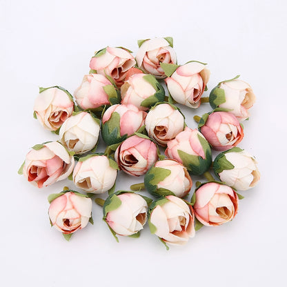 2cm Vintage Rose Buds Silk Flower Heads Pack 40