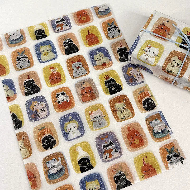 Cartoon Cat Printed Tissue Paper Pack 50