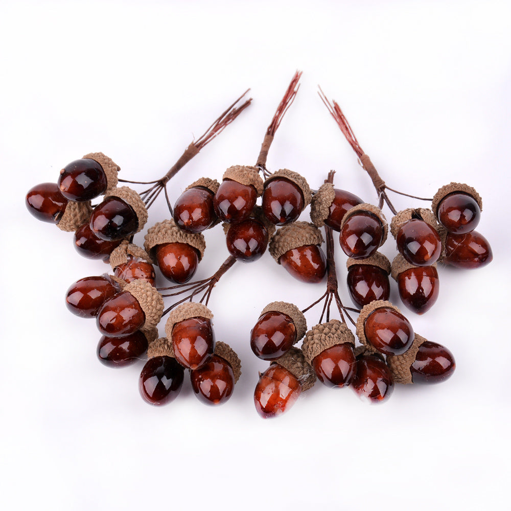 Artificial Acorns with Wire Stems for Crafts