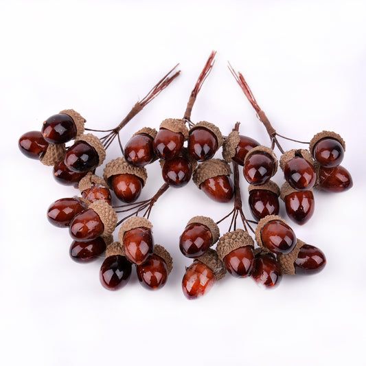 Artificial Acorns with Wire Stems for Crafts