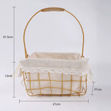 Load image into Gallery viewer, Gold Wire Flower Basket with Fabric Liner