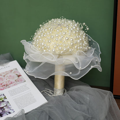 Handcrafted Round Pearl Bridal Bouquet