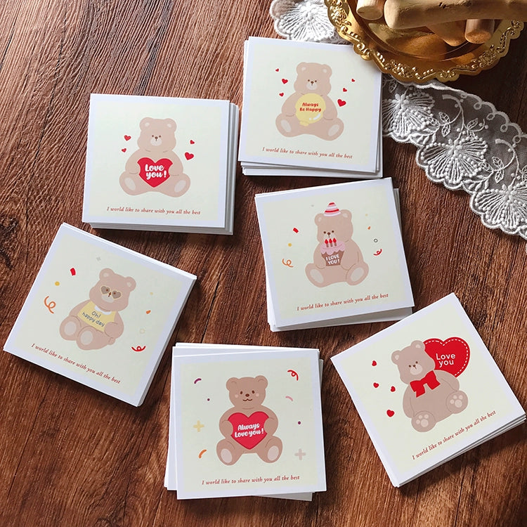 Cute Teddy Bear Valentine's Day Cards Pack 30