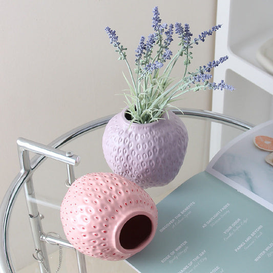 Textured Ceramic Strawberry Bud Vase