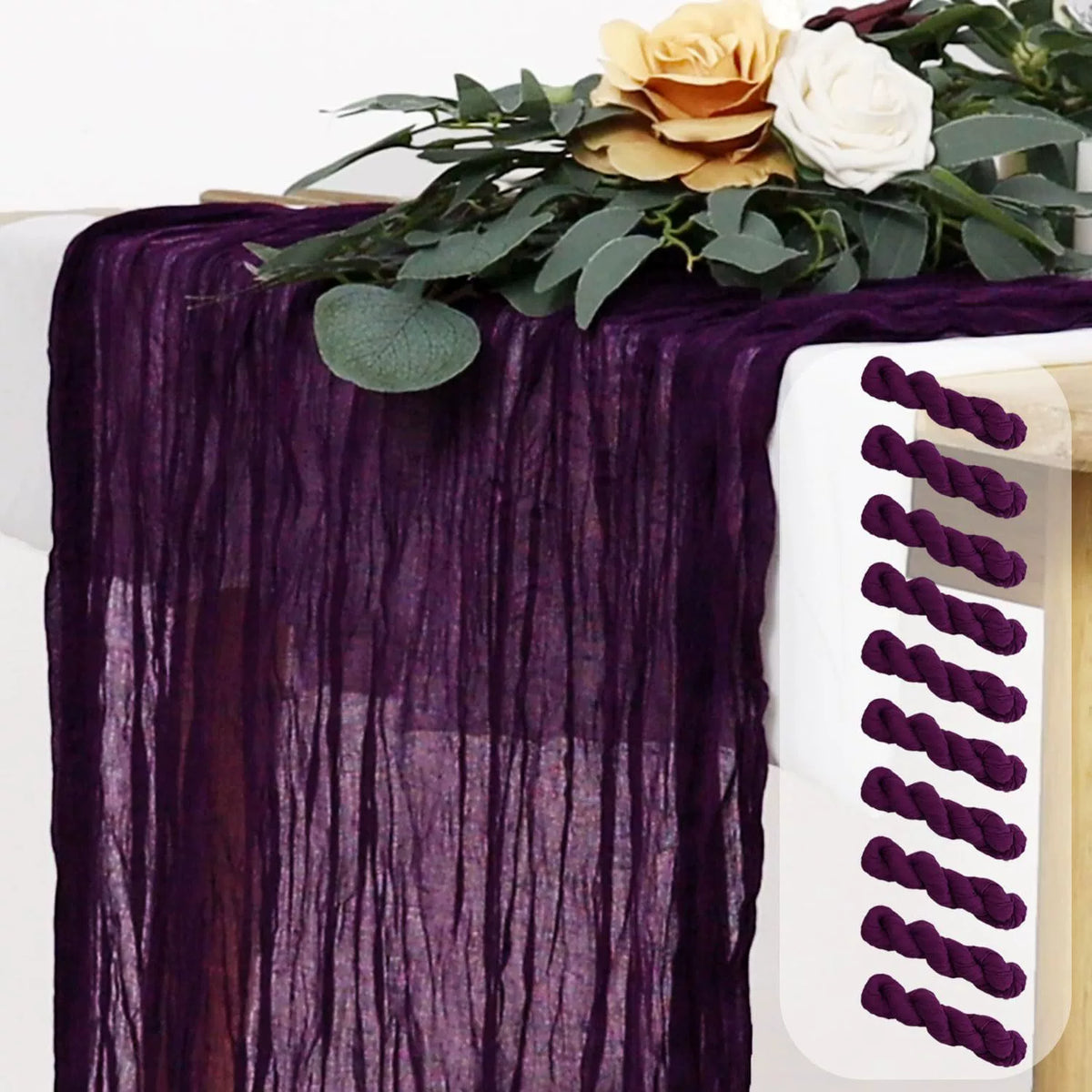 Pleated Table Runner Cloth for Weddings