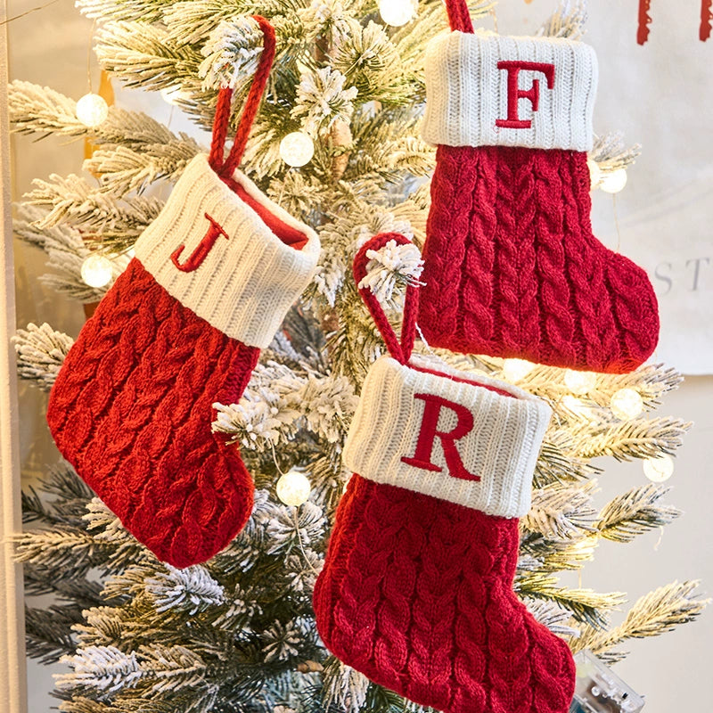 Knitted Christmas Stockings with Initials