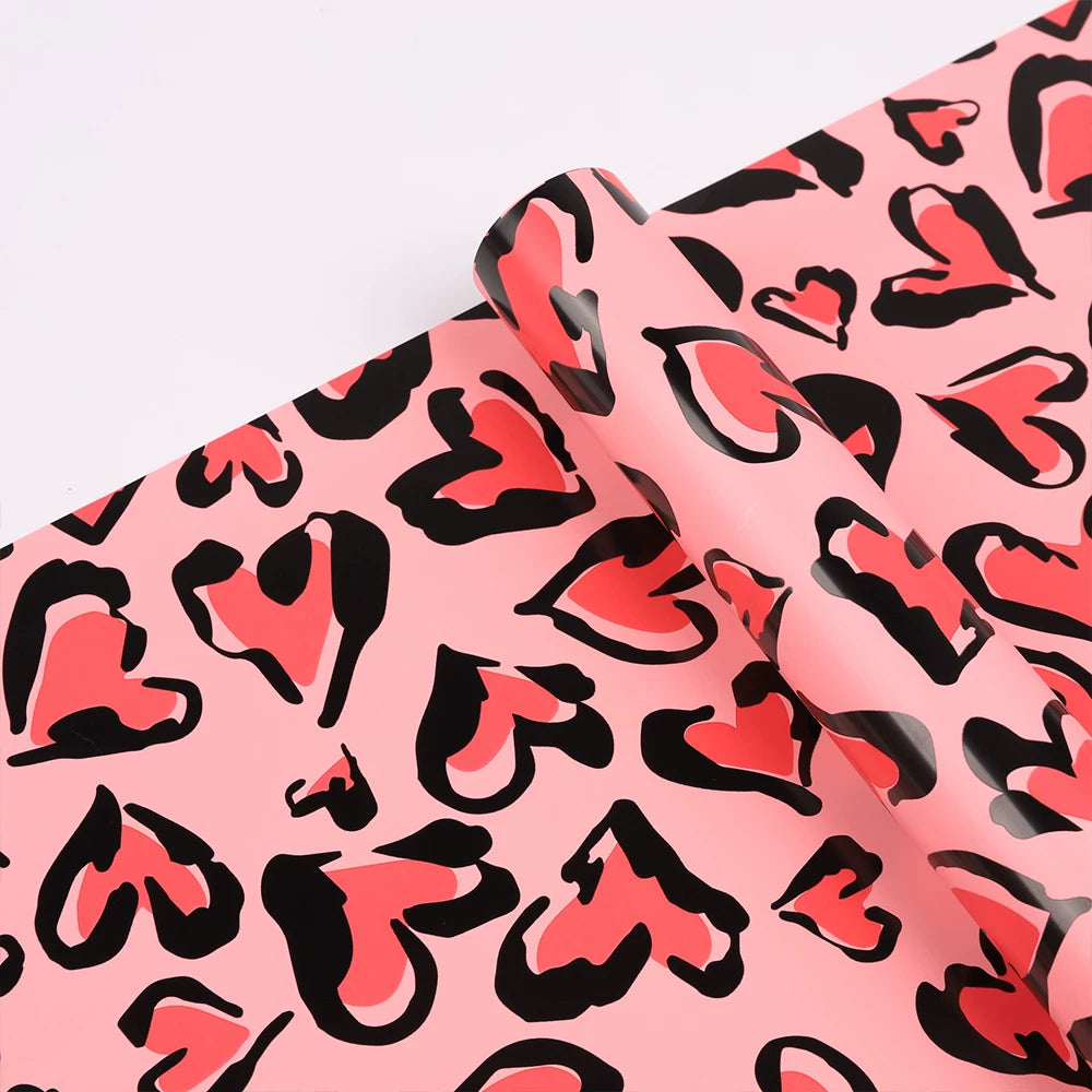 20pcs Leopard Heart Flower Wrap Paper (57x57cm)