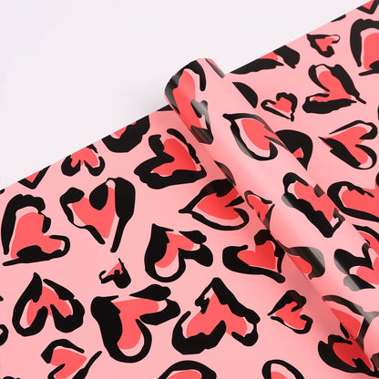 20pcs Leopard Heart Flower Wrap Paper (57x57cm)