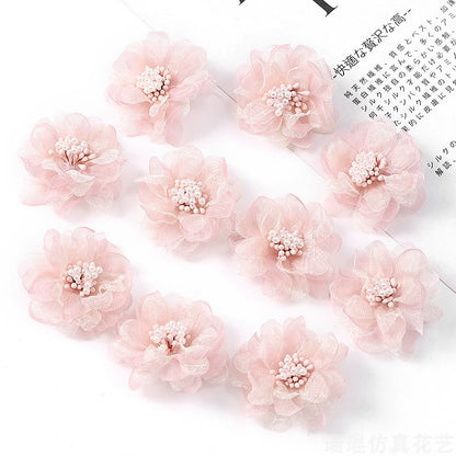 4cm Organza Fabric Flower Heads Pack 30