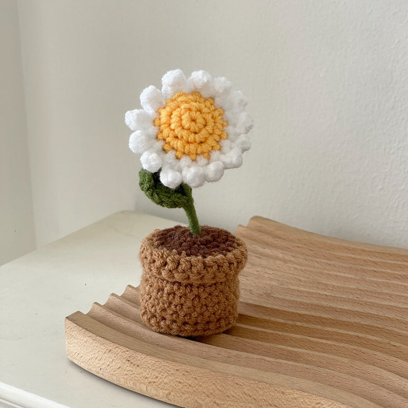 Finished Crochet Tulip Sunflower Small Potted Flower