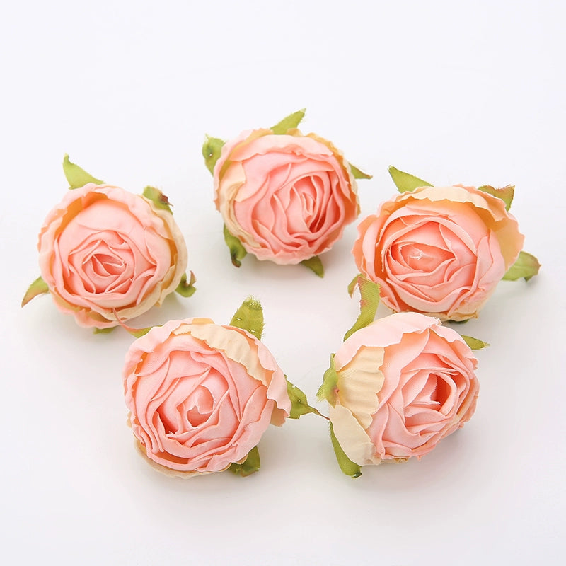 Silk Rose Flower Heads with Burned Edges Pack 30