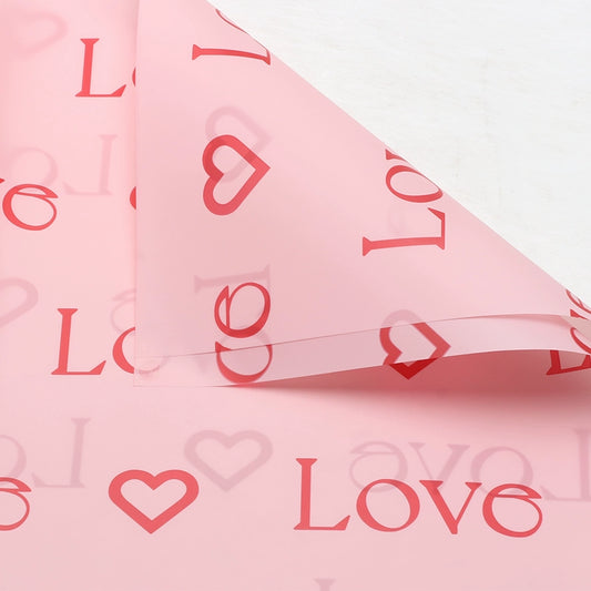 20 feuilles de papier cadeau cellophane LOVE pour fleurs (57x57 cm)
