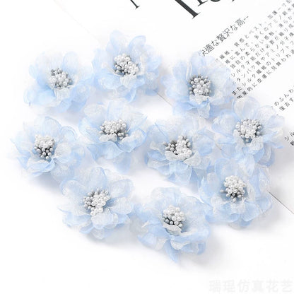 4cm Organza Fabric Flower Heads Pack 30