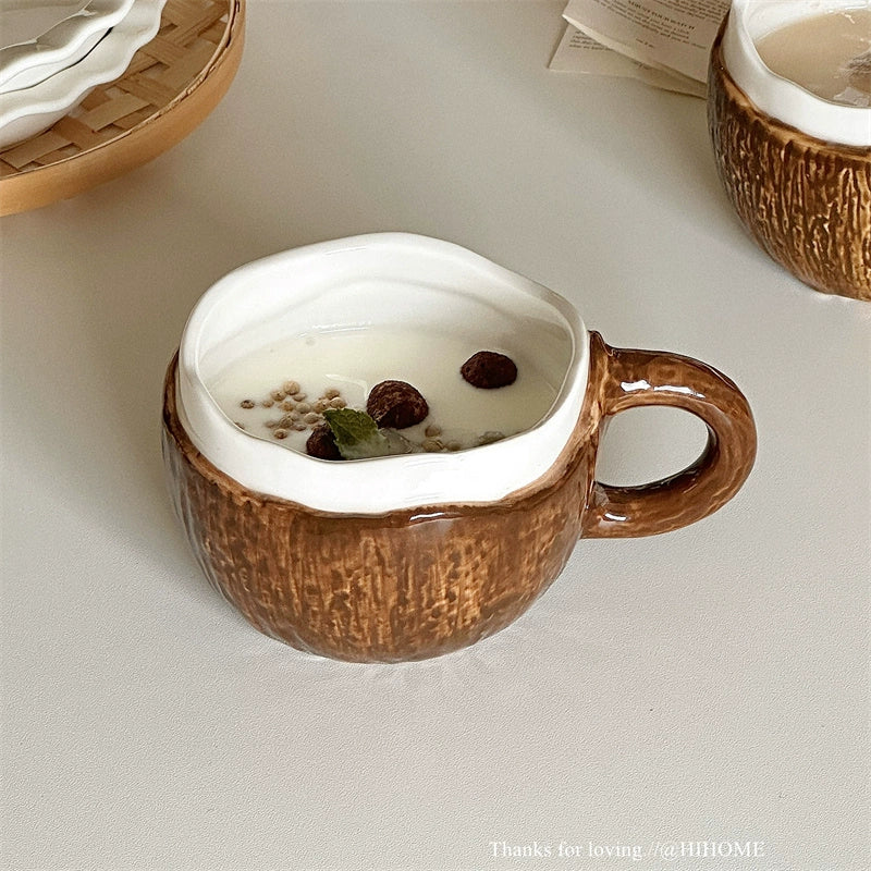Coconut-Shaped Ceramic Coffee Mug