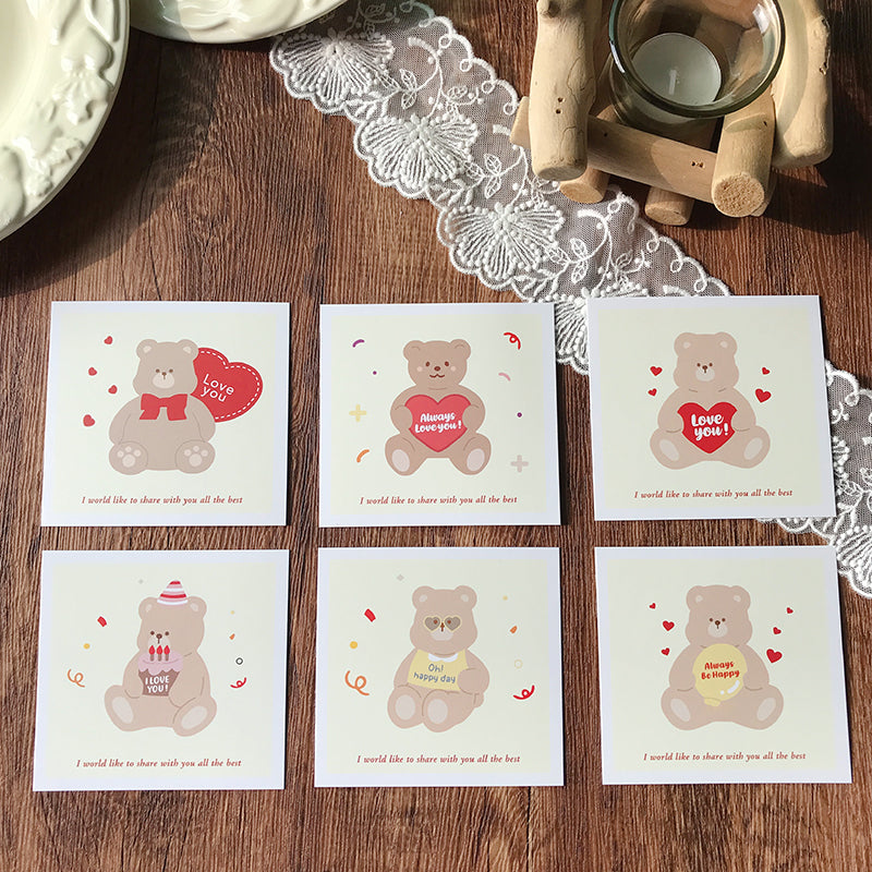 Cute Teddy Bear Valentine's Day Cards Pack 30