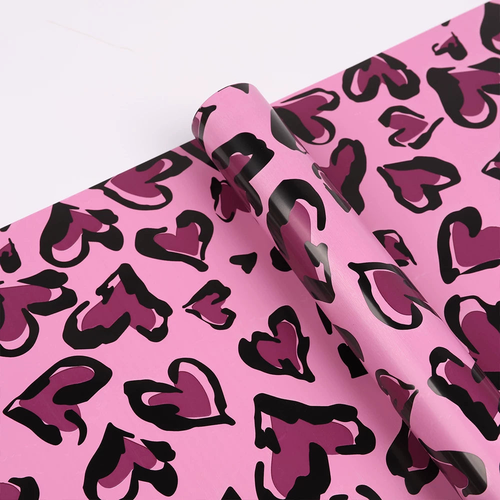 20pcs Leopard Heart Flower Wrap Paper (57x57cm)