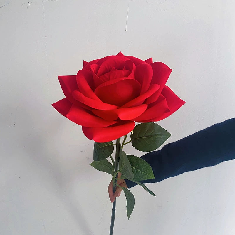 35" Giant Velvet Artificial Rose Stem