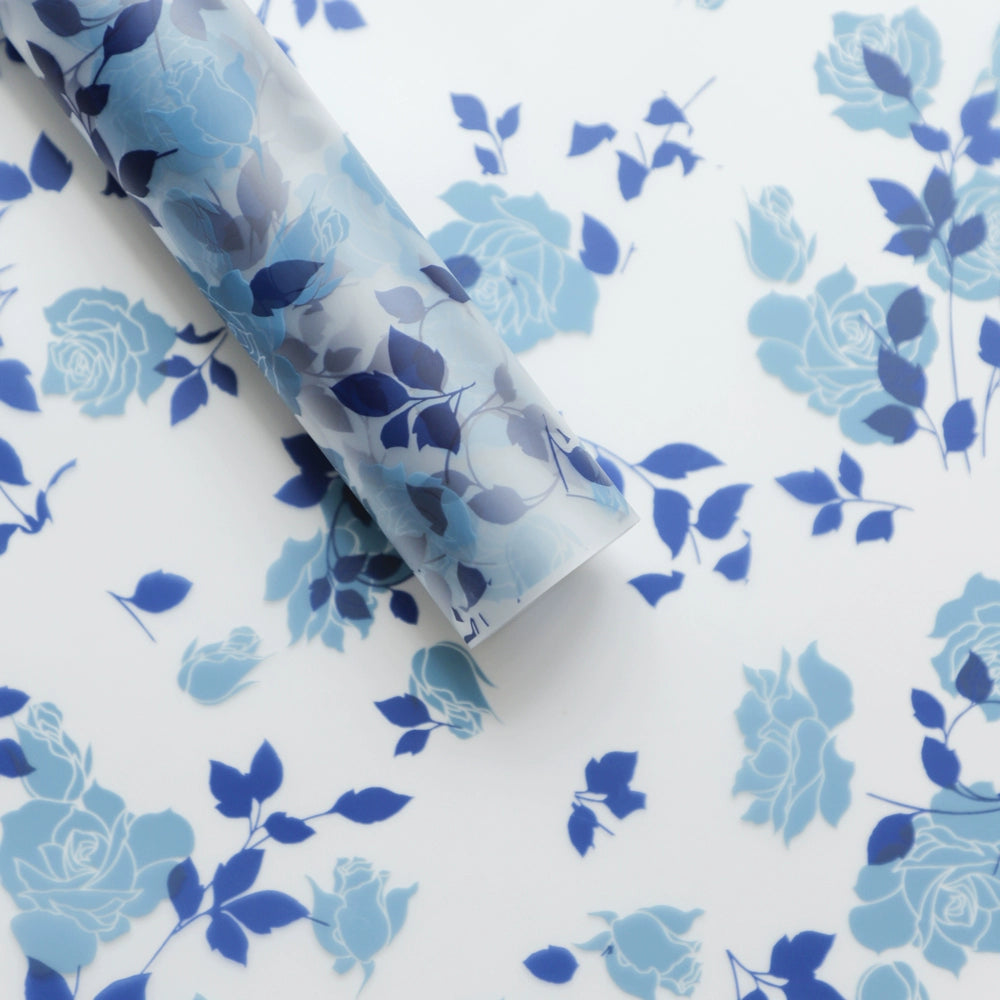 20 feuilles de papier cadeau cellophane à motif floral rose (58x58 cm)