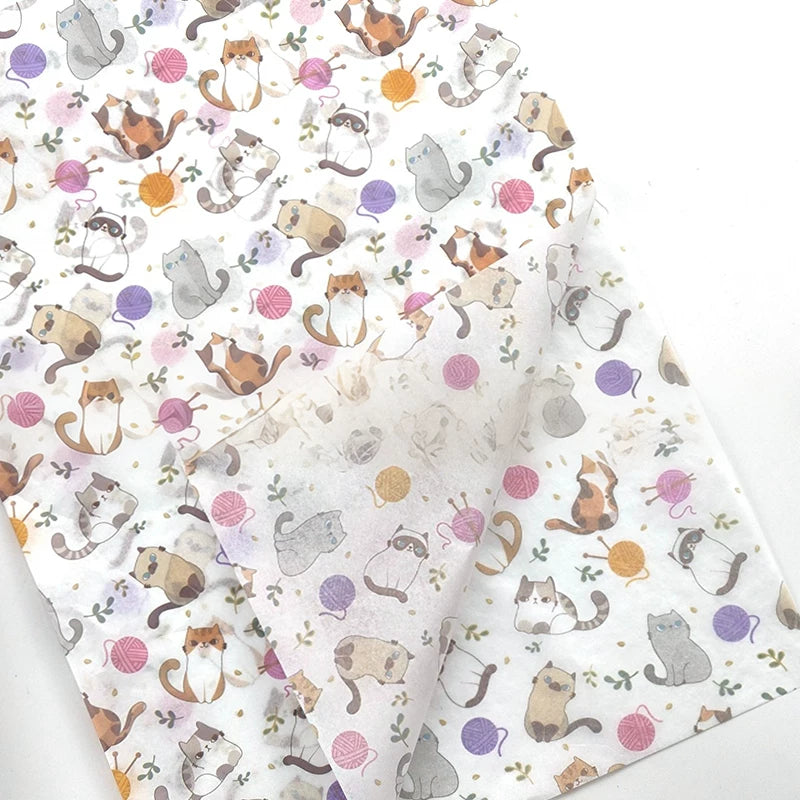 Lot de 50 feuilles de papier de soie imprimées avec de jolis chatons
