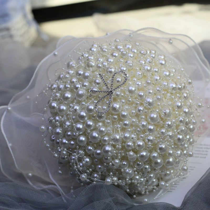 Handcrafted Round Pearl Bridal Bouquet