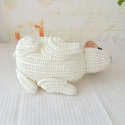 Handwoven Bunny Rattan Basket