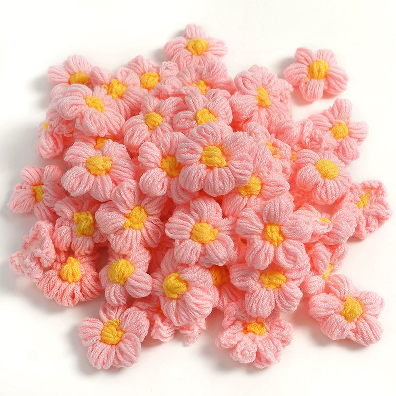 4cm Cotton Yarn Crochet Flower Heads Pack 50