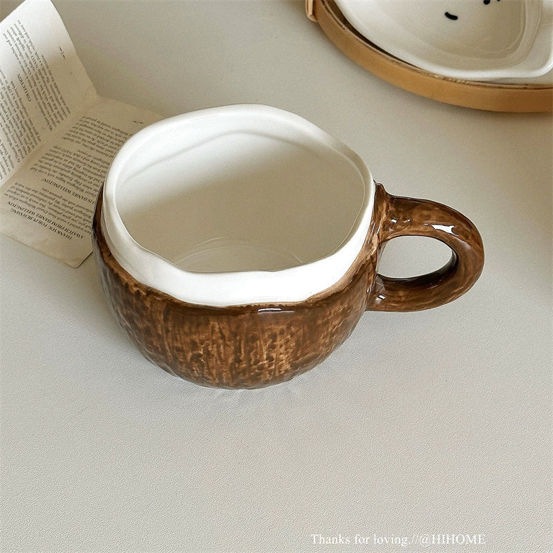 Coconut-Shaped Ceramic Coffee Mug