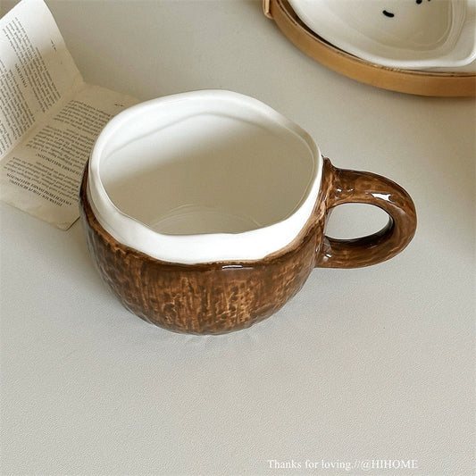 Mug à café en céramique en forme de noix de coco