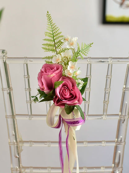 Wedding Aisle Chair Artificial Flowers with Ribbon