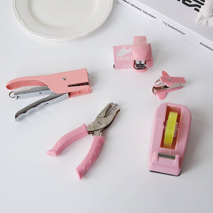 Macaron Color Stapler Tape Dispenser Hole Puncher